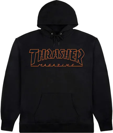 Thrasher Outlined Hoodie Black/Orange